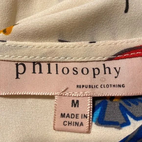 PHILOSOPHY REPUBLIC CLOTHING WOMEN FLORAL MULTICOLOR TOP SIZE M - Picture 2 of 7